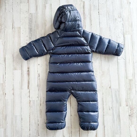 Patagonia Hi-Loft Down Sweater Bunting Snowsuit Infant 3-6 mos Navy Blue Warm - Picture 7 of 16